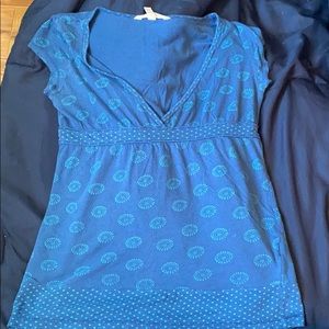 Blue Top with Deep Plunge